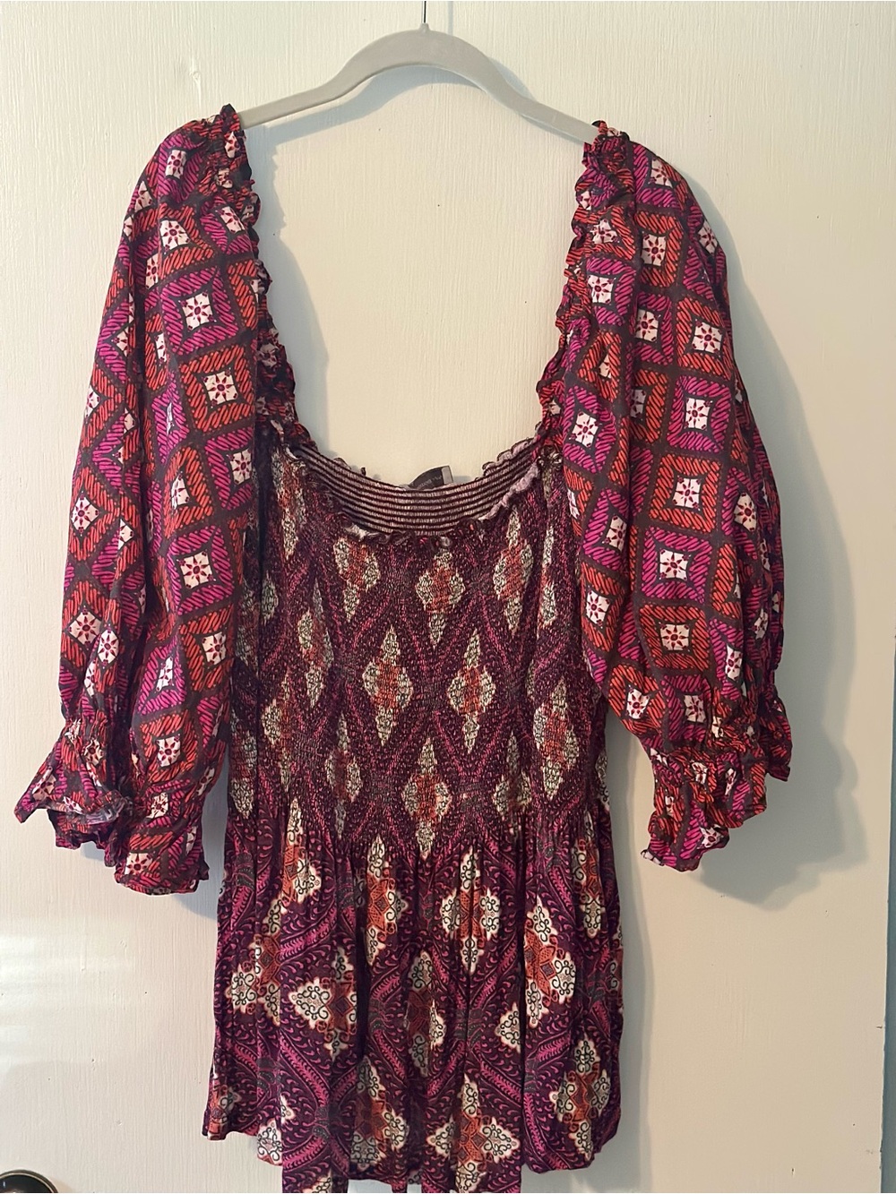 Anthropologie puff sleeve top with smocking